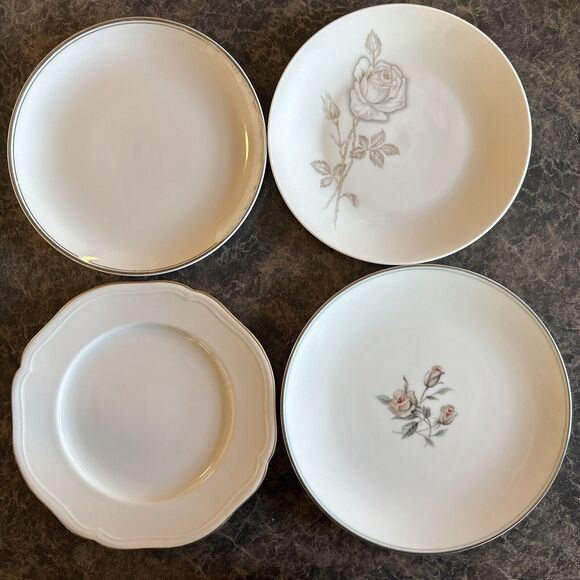 Set Of 4 Mismatched Salad Cake Dessert Plates Florals Wedding Shower Parties - Picture 1 of 10
